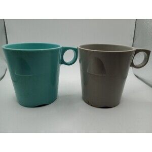 Set of 2 Malloware Vintage Cups Teal Grey Chicago Illinois